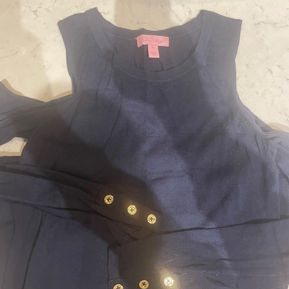 Lilly Pulitzer Navy Dress with Gold Accents